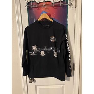 Eagle Rider Route 66 US Long Sleeve T Shirt Mens Medium Black Motorcycle Tour